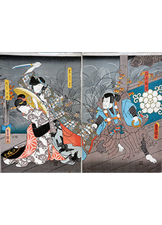 Beauty Knife Attack Diptych by Toyokuni