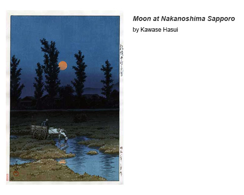 Moon at Nakanoshima Sapporo by Kawase Hasui