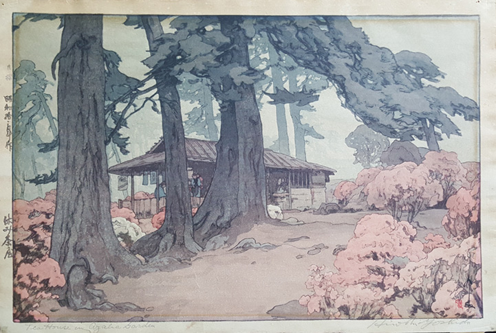 Tea House in Azalea Garden by Hiroshi Yoshida Jizuri Seal